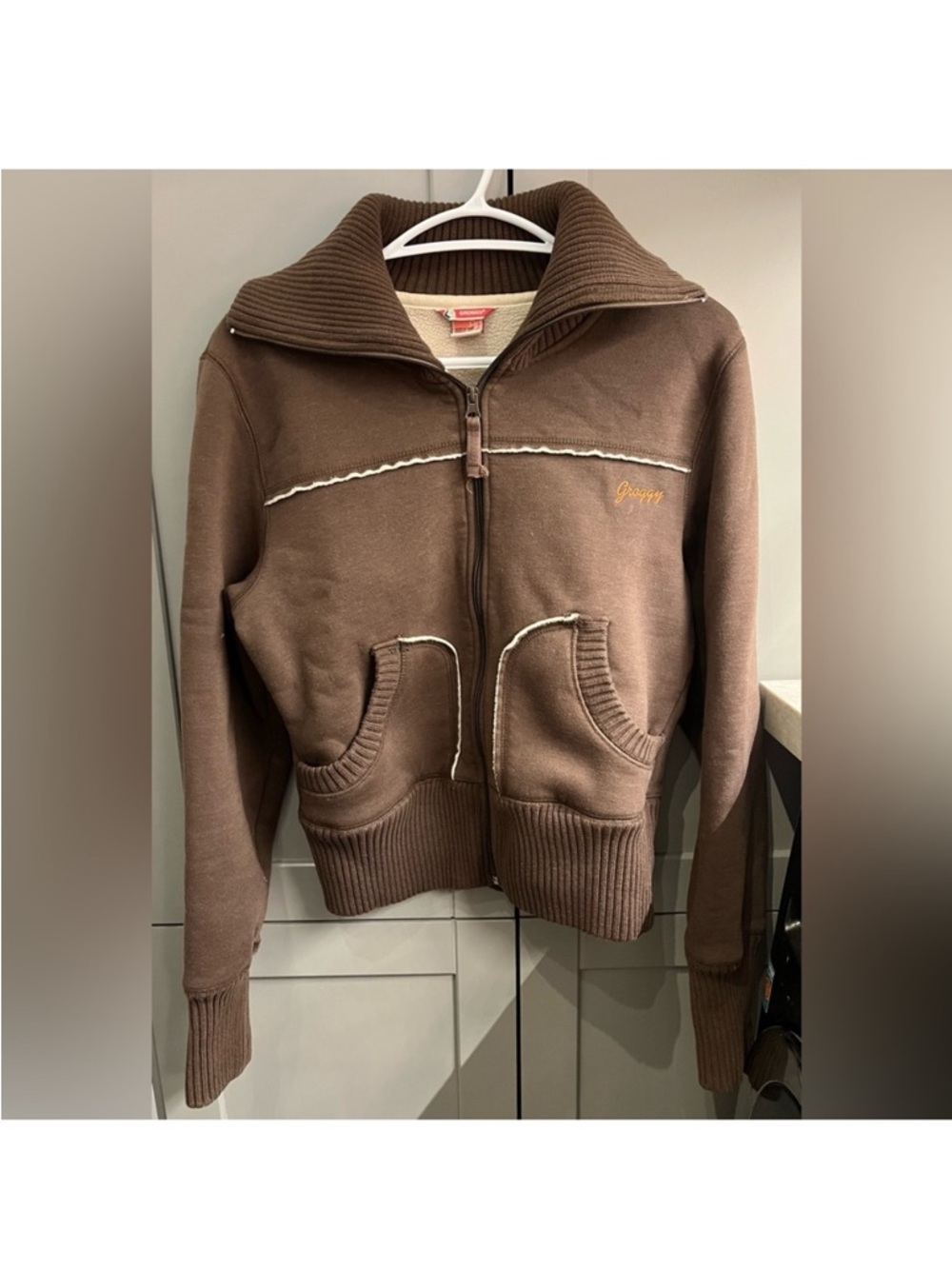 VTG Y2K GROGGY zip up sweatshirt jacket size Medium